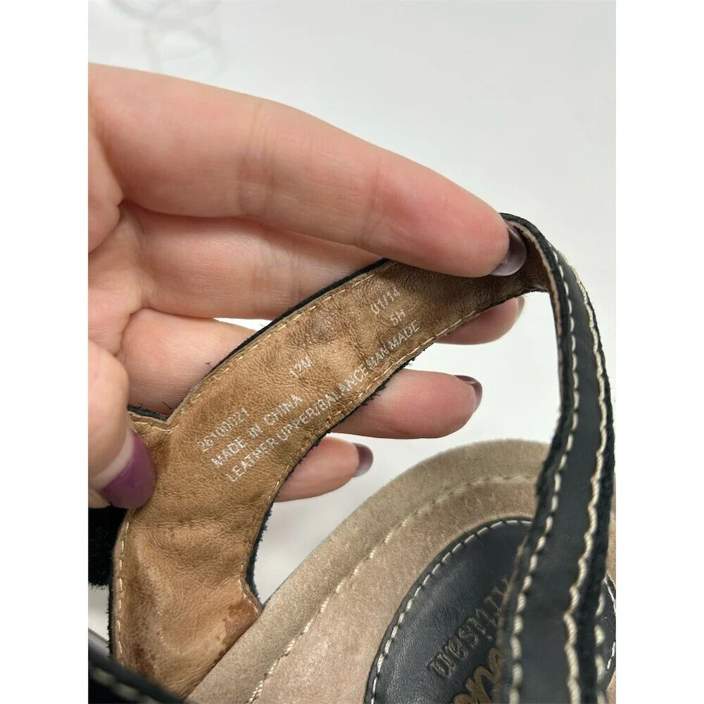 Clarks Artisan Black Leather Slingback Comfort Sandals Size 12 Summer Casual